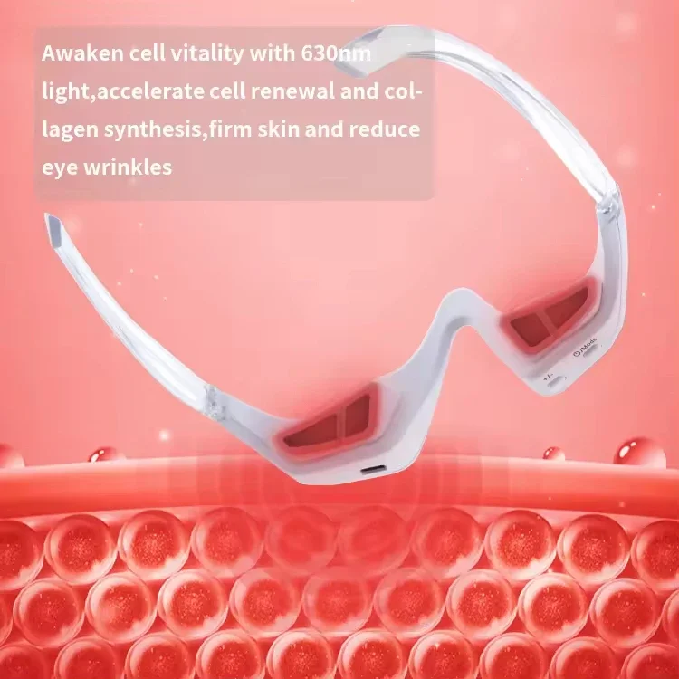 Advanced Hand Held 3D Eye Care Device EMS Microcurrent Heating Wireless Red Light Therapy Glasses Under Eye Massager