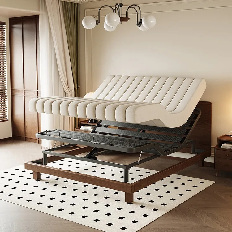 Solid wood intelligent electric bed frame multi-functional zero-weight mattress coaxing sleep does not disturb each partition