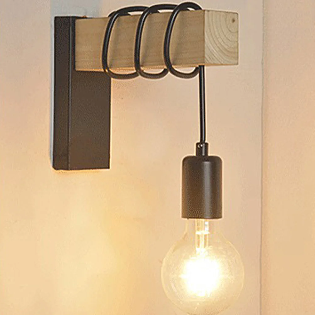 

Wooden Wall Lamp Solid Iron Durable Industrial Style Lighting Multi Occasion Indoor Decor Excellent Craftsmanship