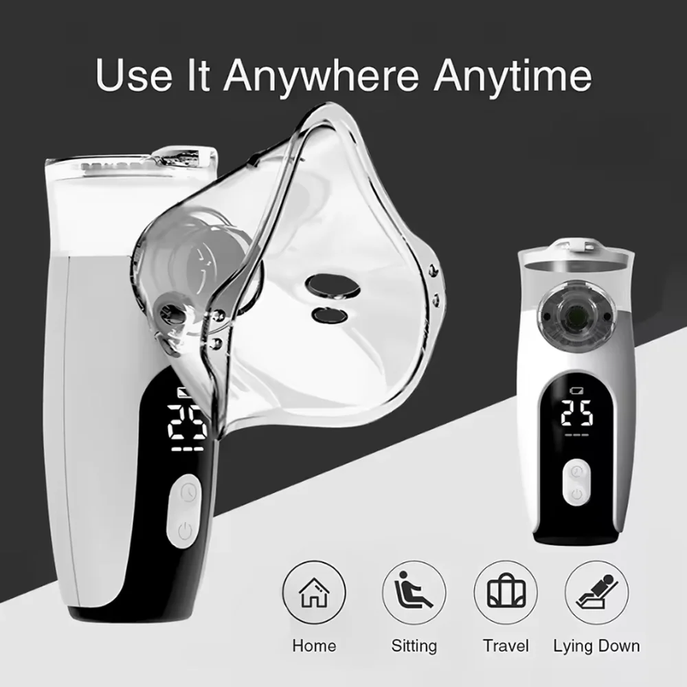 Nebulizador Recargable JUSTLAN con Pantalla LED Ajustable, Inhalador Ultrasónico Silencioso, Dispositivo de Vapor Portátil para Adultos y Niños