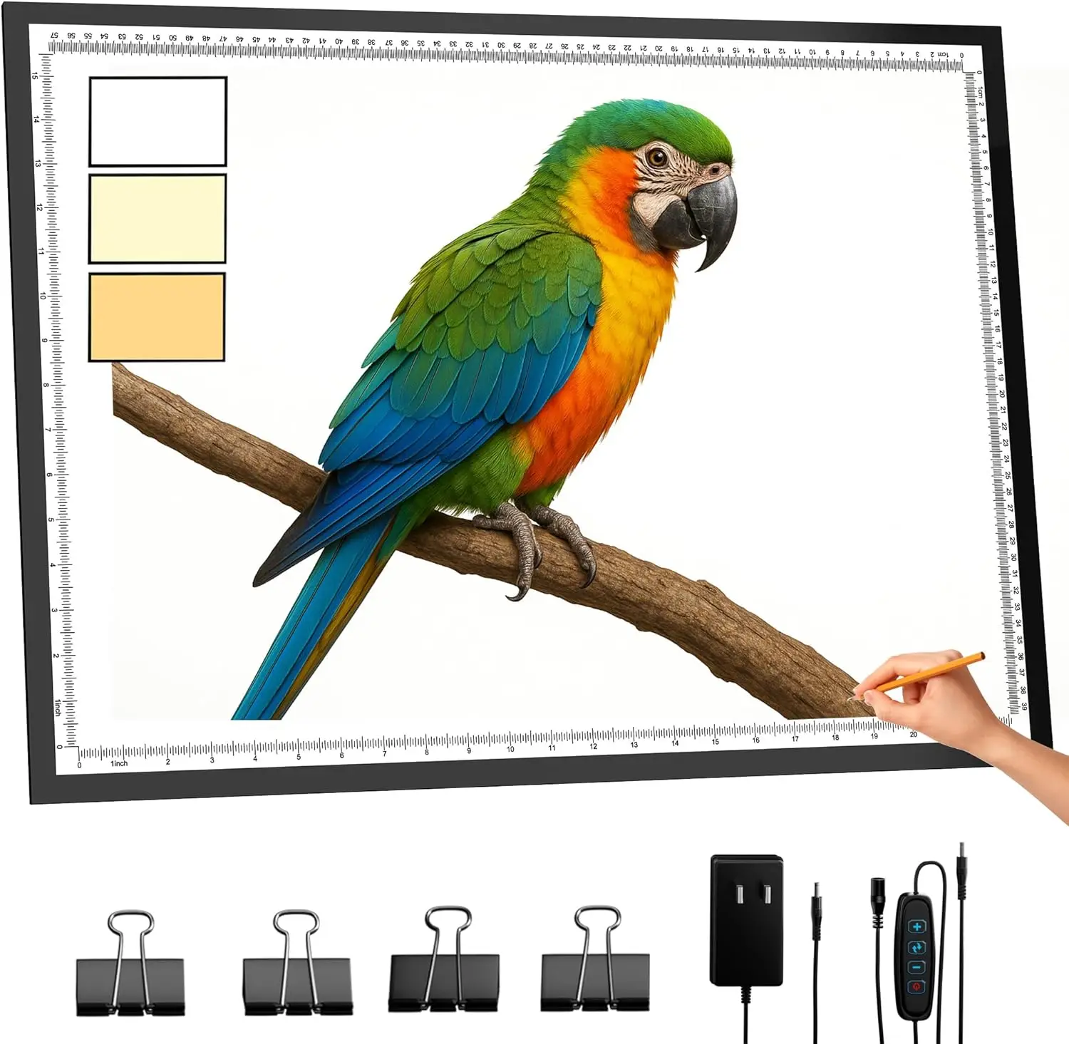 

A2 Light Pad 26"x19", 10000+ LUX High Brightness, 3 Colors & 10-Level/Stepless Dimming for Diamond Painting, Drawing, Tracing