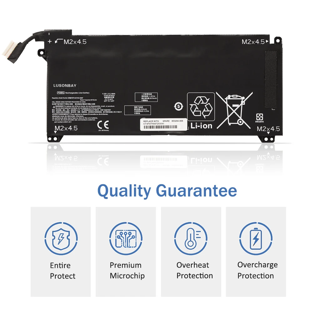 PG06XL 69Wh Battery Replacement for HP OMEN 15T-DH000 15T-DH100 PC Omen 5 Air 15-dh0006TX 15-dh0007TX PRC Series HSTNN-DB9F
