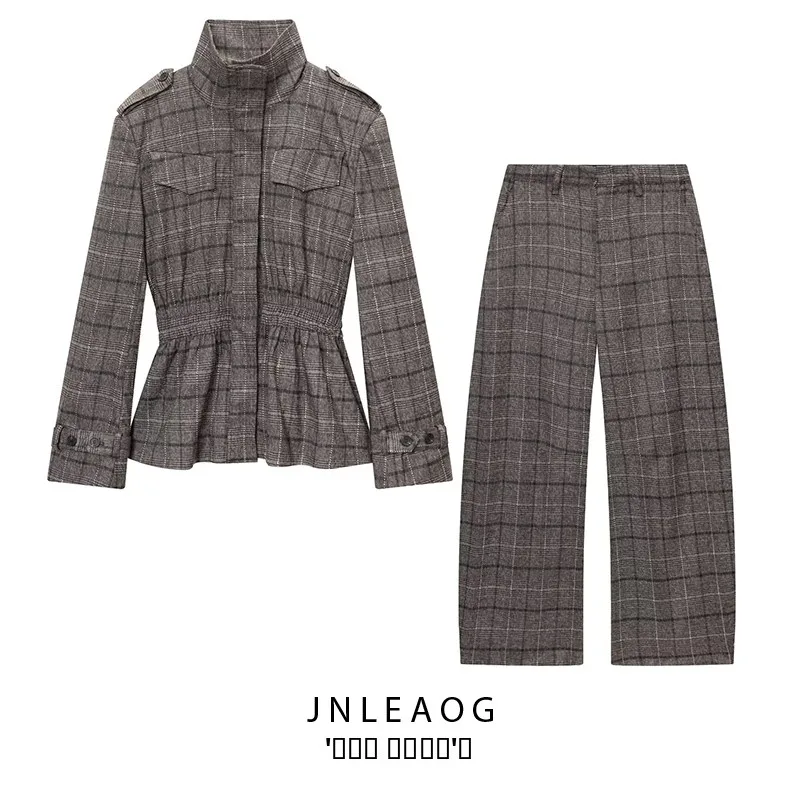 خريف جديد Sle المرأة السراويل الصوفية المختلطة مع تنحنح انتفض وتصميم منقوش Faionable بالون طماق البوليستر النسيج #1