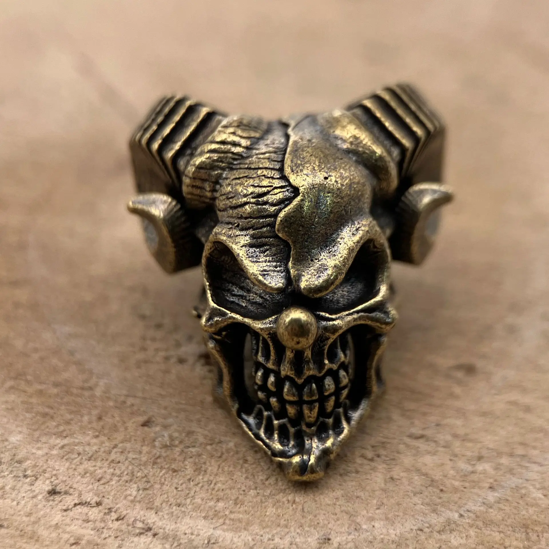 Ram's Horn Skull Clown Brass Knife Bead EDC Outdoor DIY Paracord Woven Lanyard Pendant Umbrella Rope Bracelet Charms Accessories