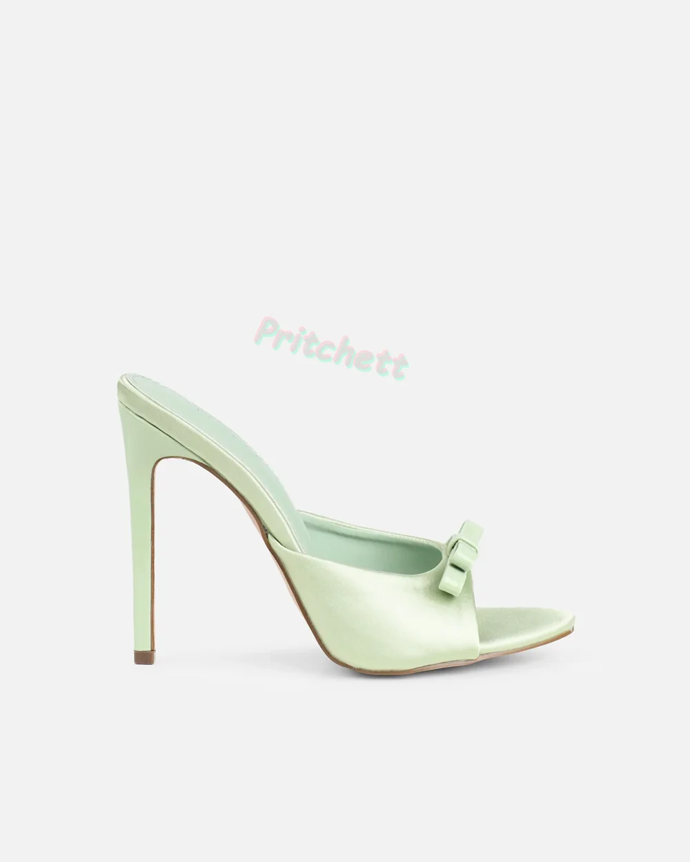 

Buttrfly Knot Satin Heeled Women Mules Round Open Toe Women Slippers Solid Women Pull-on Thin High Heels Slip-on Cute Modern