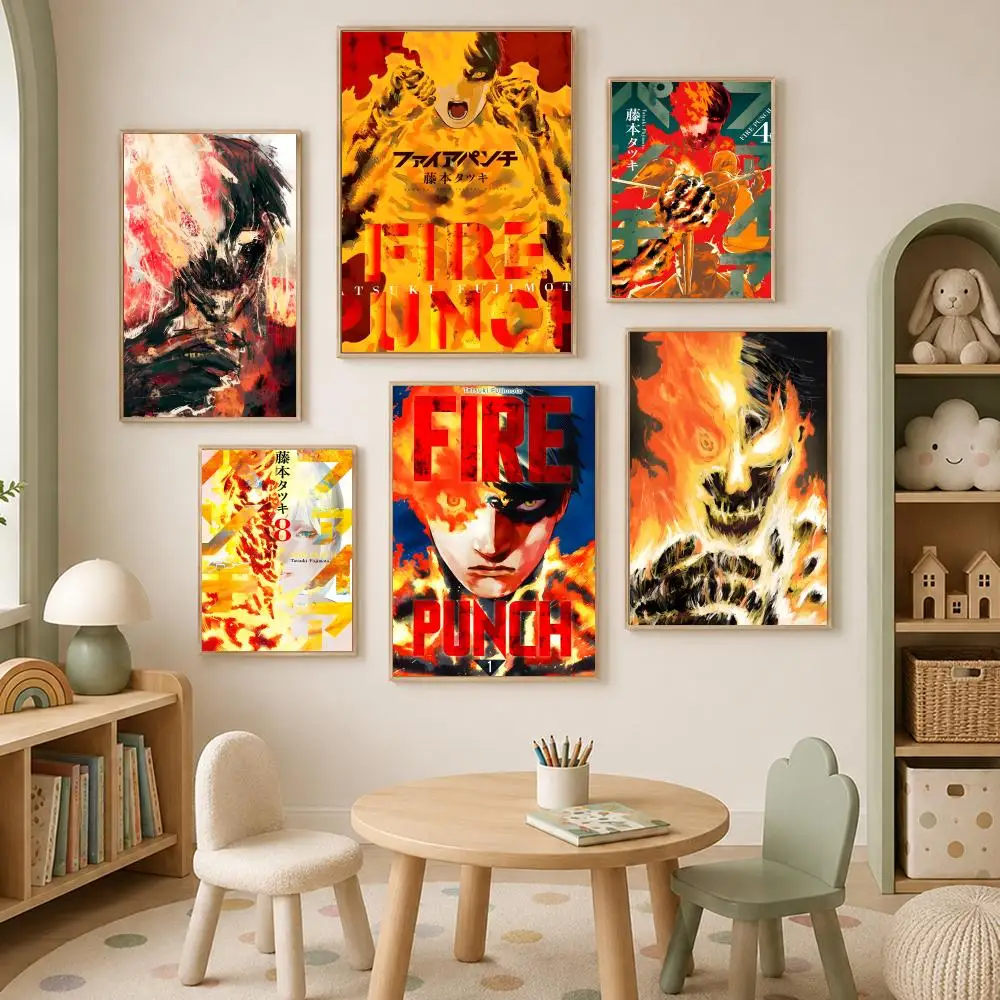 Anime F-Fire Punch Poster Self-Stick HD PVC Wall Art Poster, Waterproof Decor for Bedroom, Living Room and Home