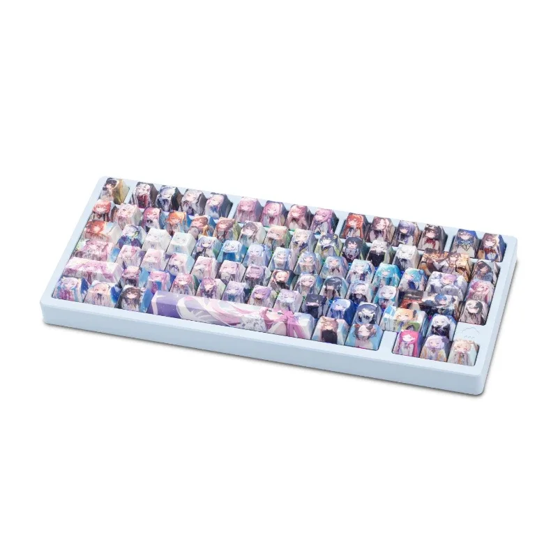 Smiling Album Anime Theme Keycaps Custom PBT Cherry Profile Keycap CuteSide carving Transparent Anime Point Key Caps for Gamers