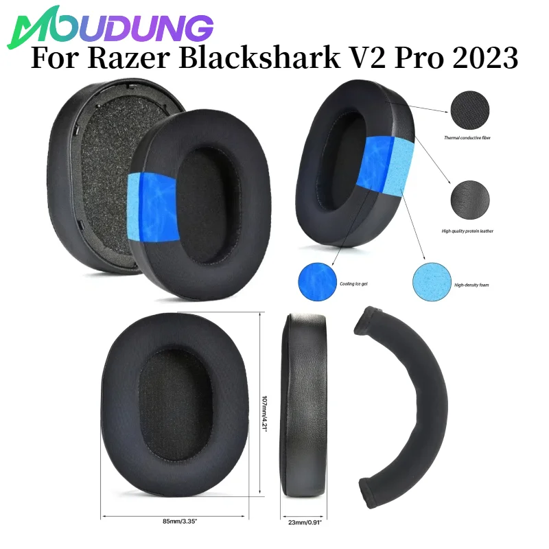 

MOUDUNG Replacement Cooling Gel Earpads Headdbeam Cover For Razer Blackshark V2 Pro 2023 Headset, Noise Isolation Foam
