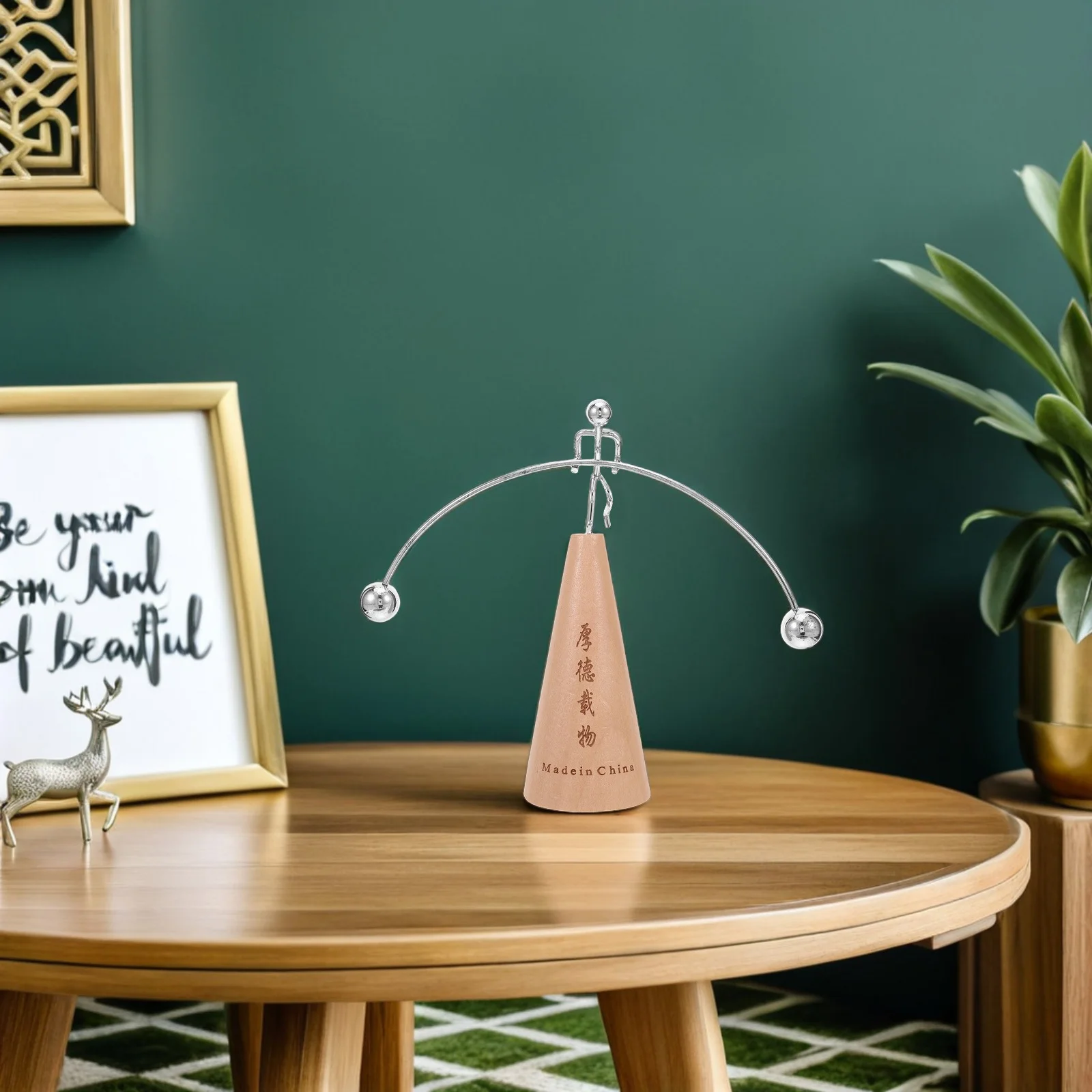 

Weightlifter Desk Balance Sculpture Creative Mini Iron Physics Decor Perpetual Motion Swing Home Office Science Balance Art