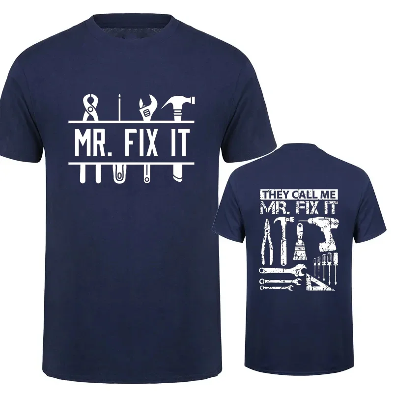 They Call Me Mr Fix It Men T-shirts Handyman Dad Repairman Father TShirt Funny Graphic Back Printed Tees Male Oversized Clothing