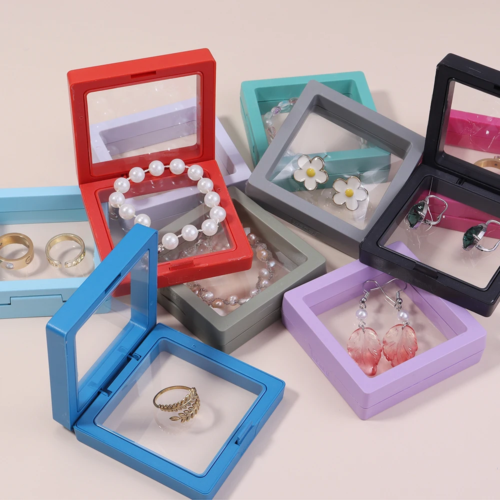 

1Pc PE Film Transparent Visible Jewelry Storage Box Ring Earring Box Bracelet Necklace Display Box Jewelry Dustproof Storage Box