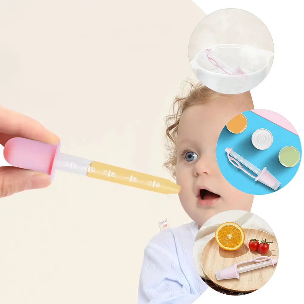 5Pcs Baby Medicine Feeder Silicone Dropper Liquid Dispenser Newborn Feeding Tool Portable Infant Milk Water Feeder Essential