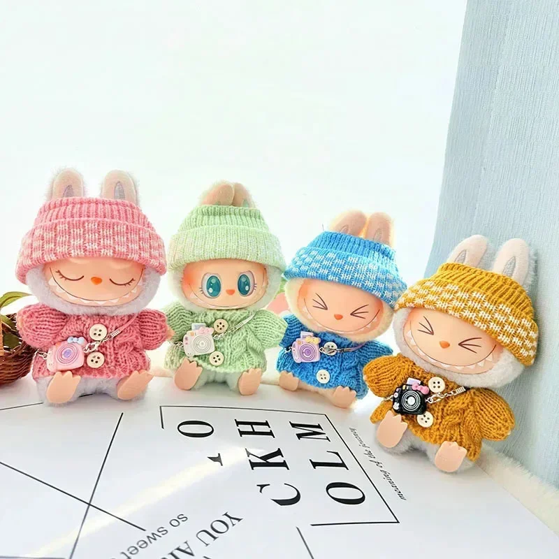 

Fashion Sweater Outfit Accessories Sitting Party Pink White Striped Sweater Cup Clothing For Labubu V1 V2 Idol Cute Doll Clothes