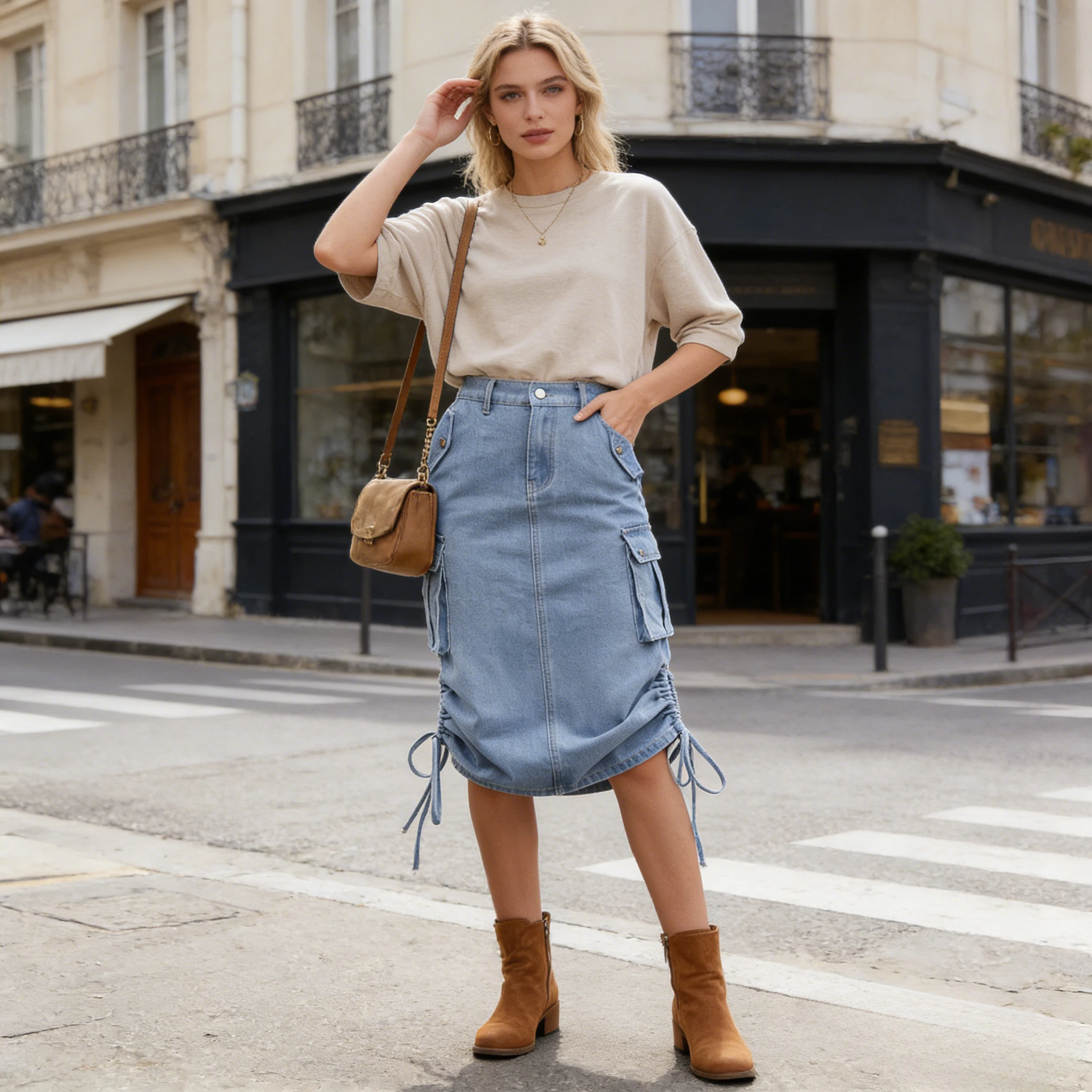 

Длинная джинсовая юбка 2026 года для женщин, уличный стиль, с завязками, эластичным поясом, множеством карманов, клубный стиль Y2K, винтажная, с эффектом потертости, А-силуэт