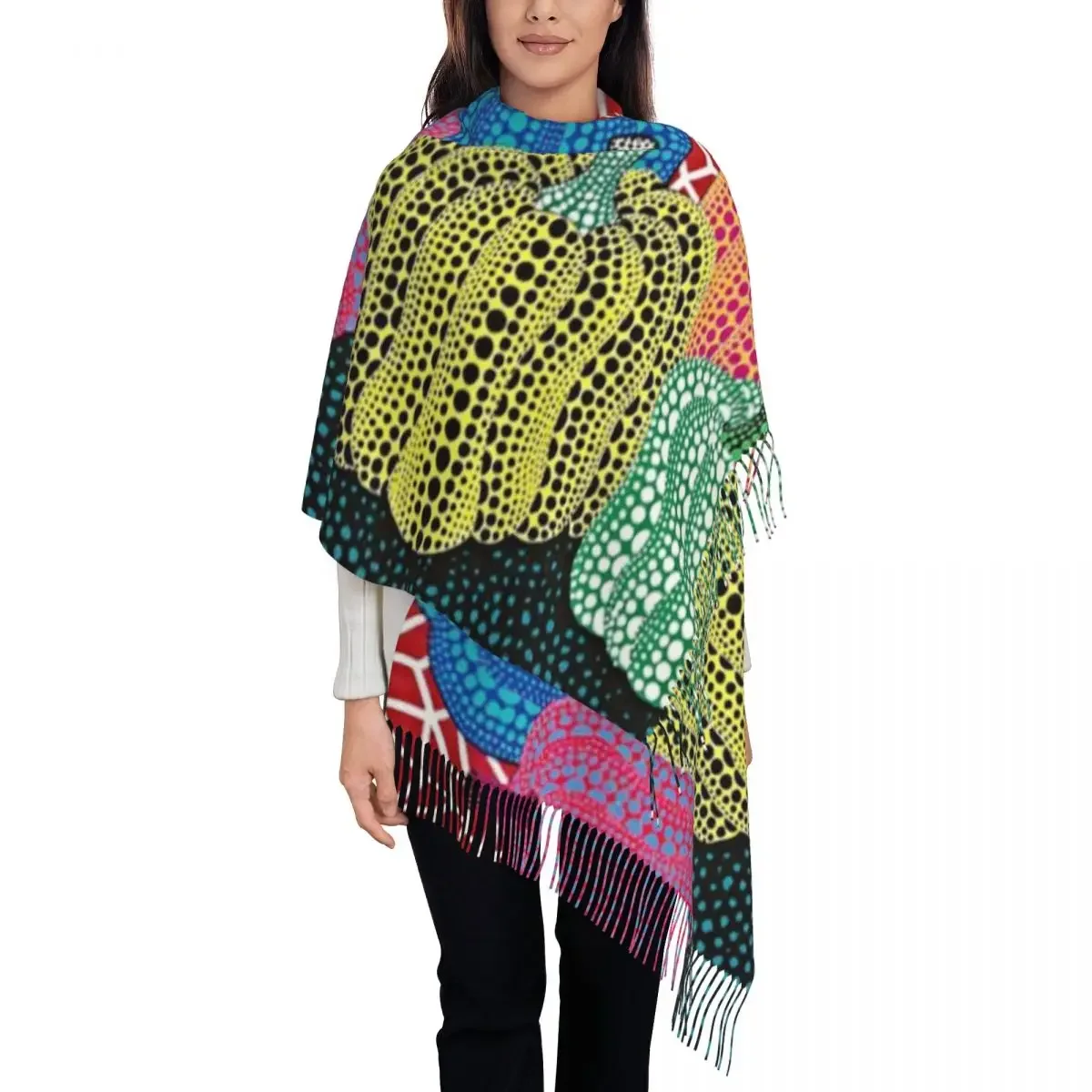 Yayoi Kusama Pumpkin Shawls Wraps for Women Winter Warm Long Soft Scarf Pashmina Shawl Scarves