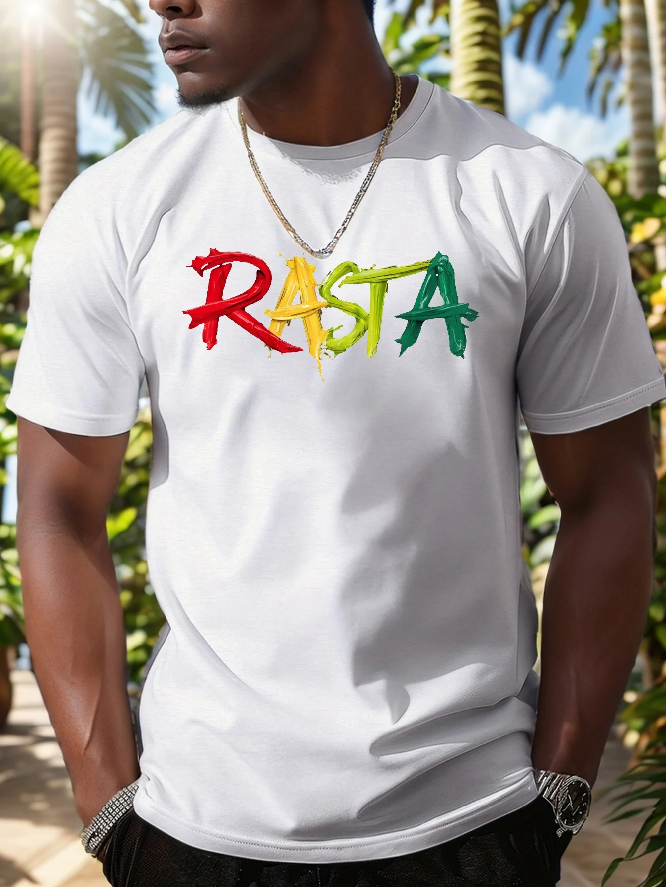 

Мужская футболка из чистого хлопка, топ с геометрическим принтом Rasta, мужская футболка с рисунком, повседневная футболка, дышащая и удобная