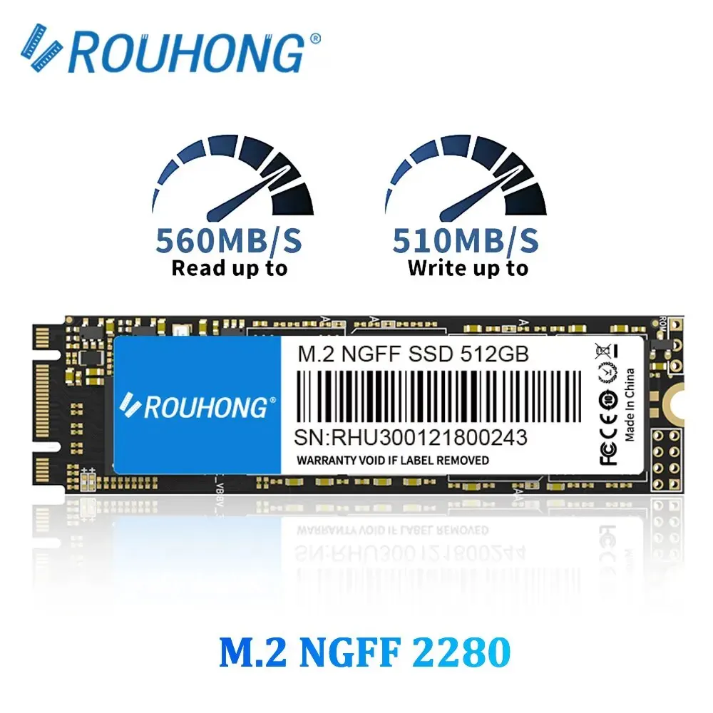 ROUHONG SSD Ngff M2 1tb 256GB 512gb M2 SATA 128gb 2280 SATA3 6Gb Wewnętrzny dysk półprzewodnikowy Dysk twardy do notebooka