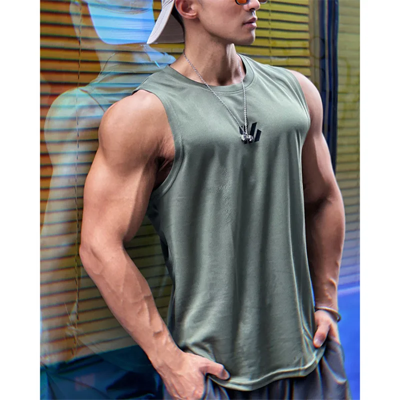 Chaleco de gimnasio para hombre, camiseta de malla de alta calidad sin mangas, camisetas sin mangas para baloncesto, correr, Fitness, deportes, novedad de verano 2024