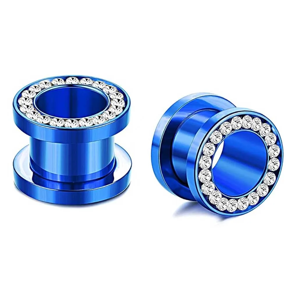 1 Paar CZ Weißer Zirkon Ohr-Tunnel-Expander aus Edelstahl, Ohrringe, Ohr-Dehner, Piercings, Schmuck, doppelt ausgestellter Schraubverschluss für das Ohr – Detail 16