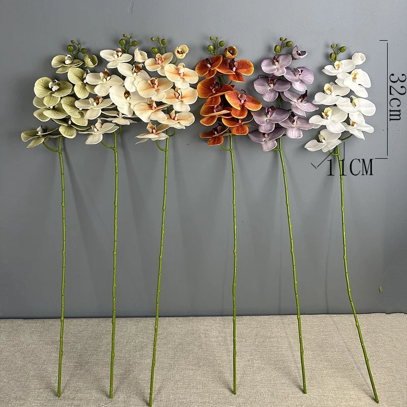 3 Stück Hochwertige Künstliche Blumen Schmetterlingsorchideen-Zweig für Heimdekoration Naturgetreue Kunstblumen Simulierte Phalaenopsis – Detail 1