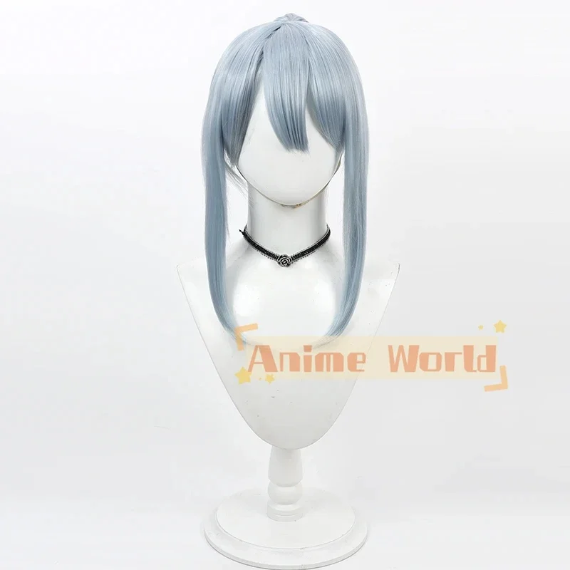 Anime Mashle: Magic and Muscles Abyss Razor Cosplay Wig 55cm Light Blue Ponytail Synthetic Hair Heat Resistant Halloween