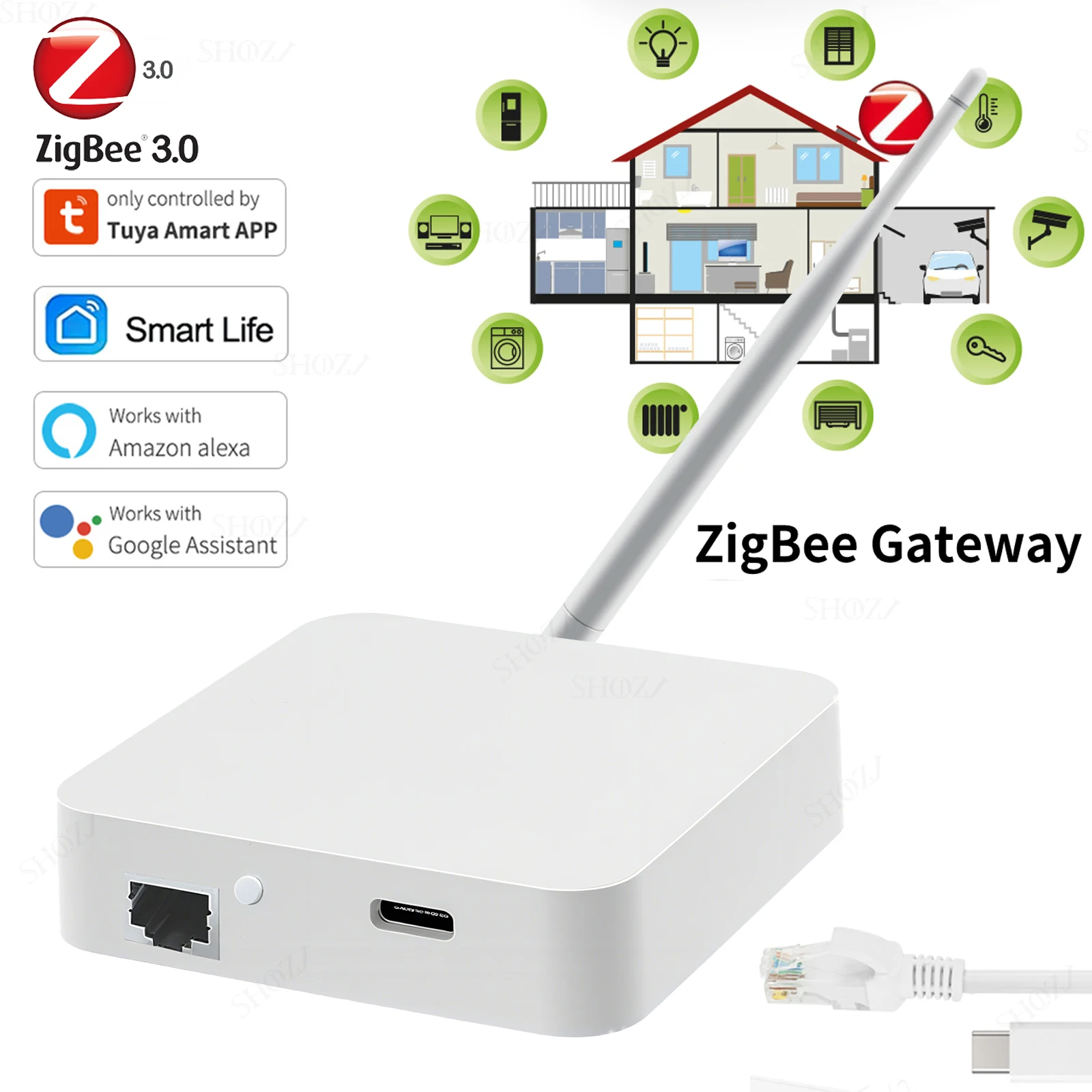 

Tuya ZigBee 3.0 Smart Hub, LAN Gateway Bridge for App Voice Remote Control, Works with Alexa Google Home Assistant