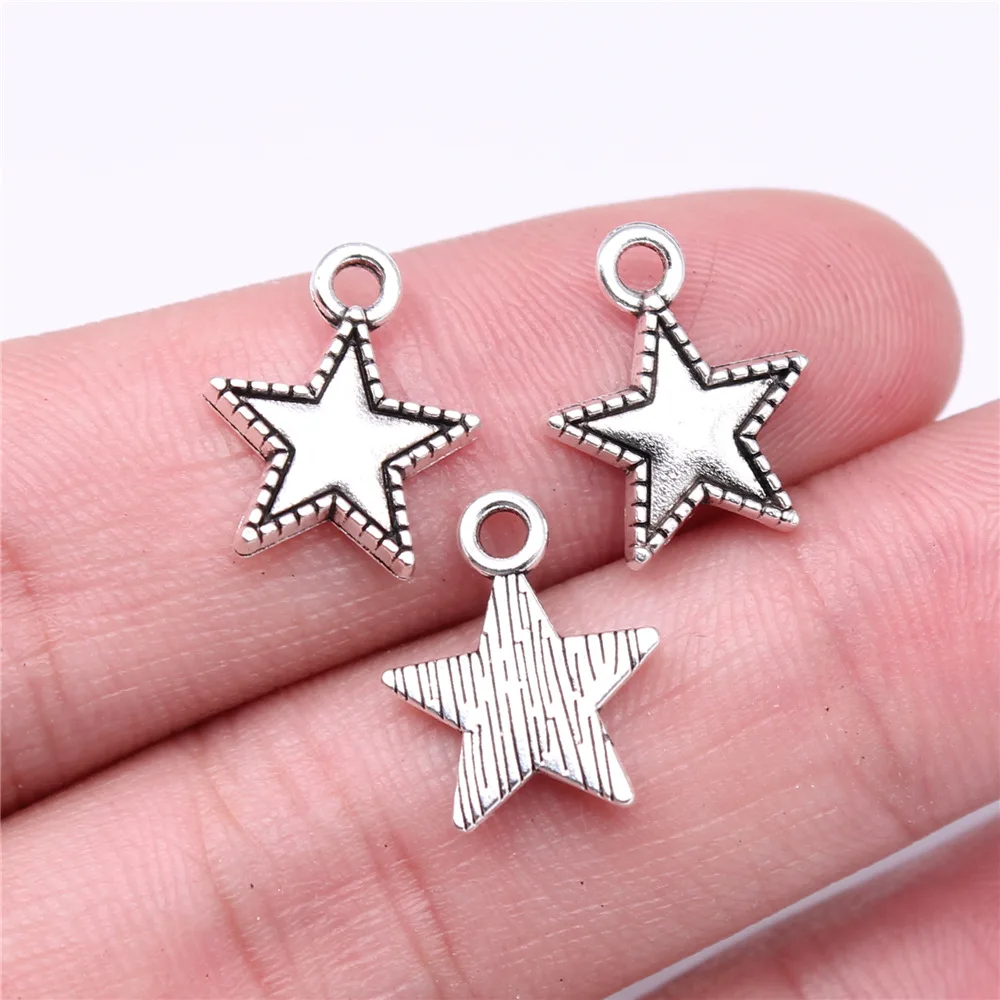 40pcs Charms Star Handmade Pendant Making Fit Vintage Tibetan Silver Color Antique Bronze Plated DIY For Bracelet Necklace