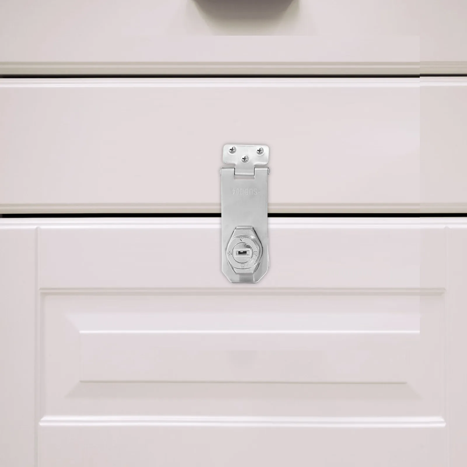 Refrigerator Lock No-Drill Heavy Duty Alloy Fridge Door Hasp Child Safety Lock for Drawers Cabinets Home Office Display Case