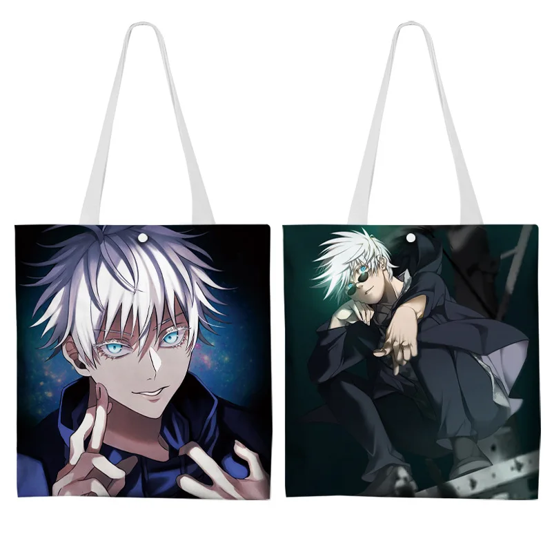 Anime Jujutsu Kaisen Shoulder Bag Canvas Satoru Gojo Tote Shopping Bag