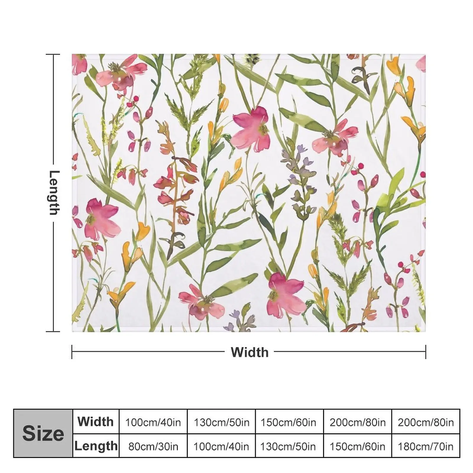 Hand drawn watercolor pink wildflower meadow pattern Throw Blanket Polar Furry Blankets For Sofas Blankets