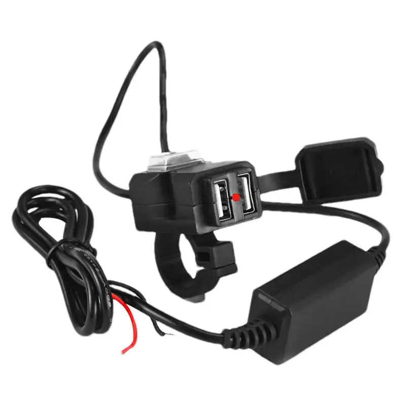 

Motorcycle USB Charger Voltmeter & ON/Off Button Double Port USB Fast Charger Double USB Quick Charge Charger Motorcycle