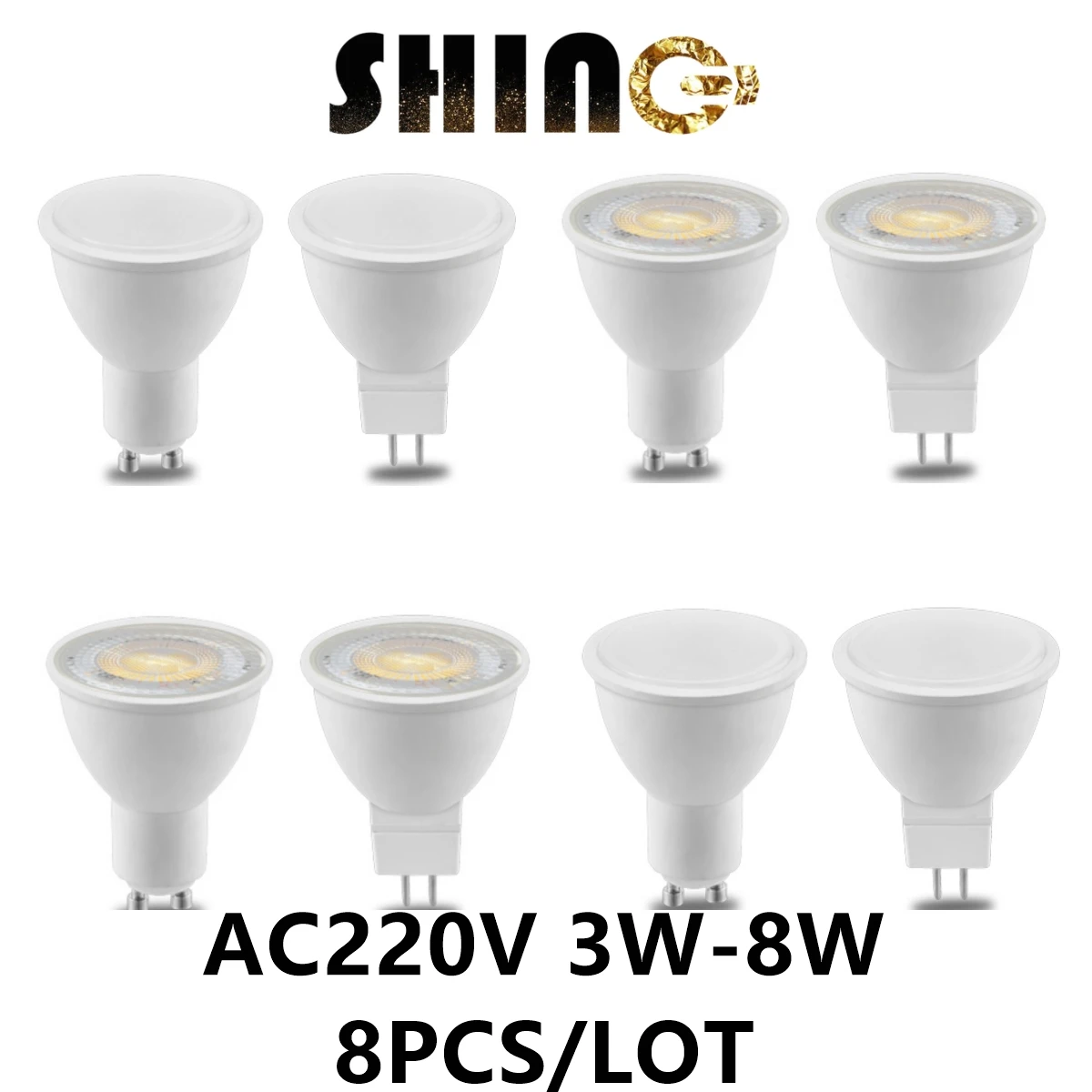 

8PCS MR16 GU5.3 LED Spotlight GU10 3W -8W AC220V Led Bulb Beam Angle 38 120 Degree for home indoor Light Bulb for Table