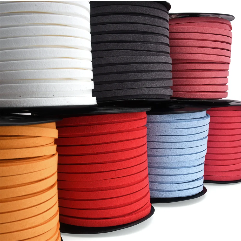 

Ремесленный шнур из искусственной замши для изготовления ювелирных изделий, 5 мм, 50 ярдов, плоские веганские кожаные шнурки, полоски для браслетов, ожерелий, D