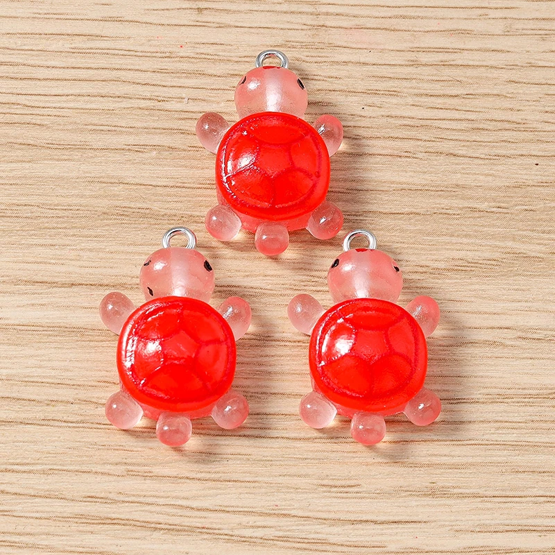 10 Stück 16x25mm Cartoon Tier Charms Bonbonfarben Harz Schildkröte Charms Anhänger für Schmuckherstellung Ohrringe Halskette DIY Handwerk Geschenk – Detail 11