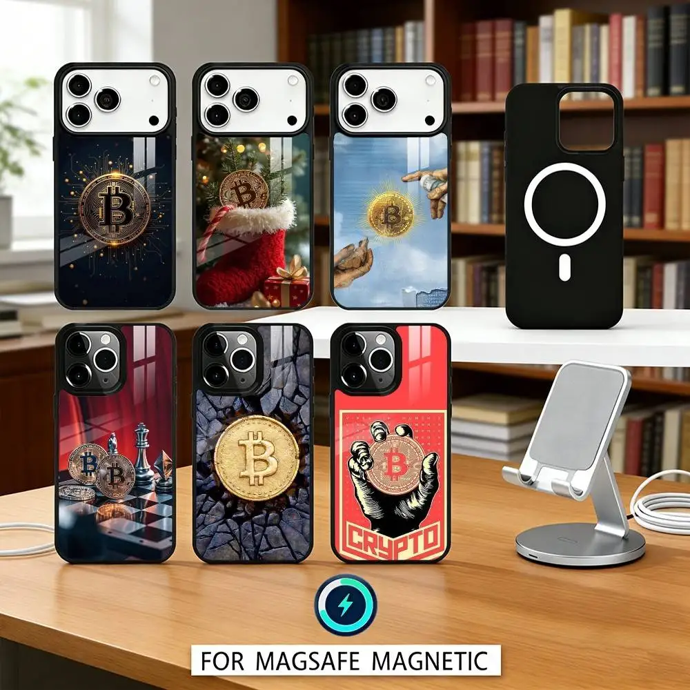 

1PC Digital A-Art C-Currency B-Bitcoin Phone Case For iPhone 17,16,15,14,13,12,Pro,Max For Magsafe Magnetic Wireless Charging
