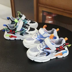 Scarpe Casual per bambini Disney scarpe da Tennis per ragazzi in rete con foro estivo scarpe da corsa bianche traspiranti leggere Sneaker taglia 32-37