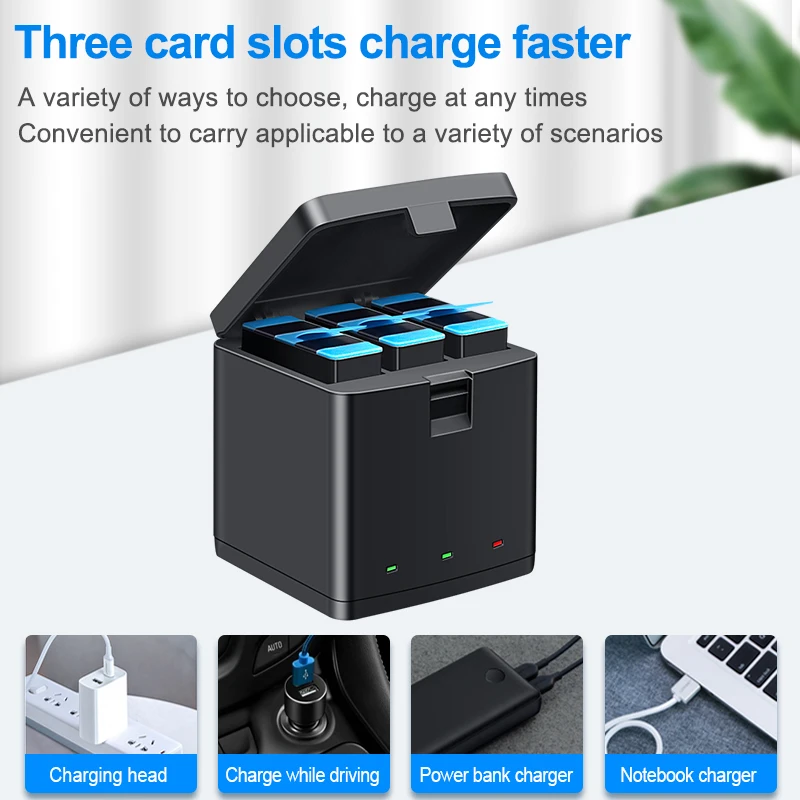 HQIX for GoPro Hero 9 10 11 12 Black Action Camera AHDBT-901 Charger Battery