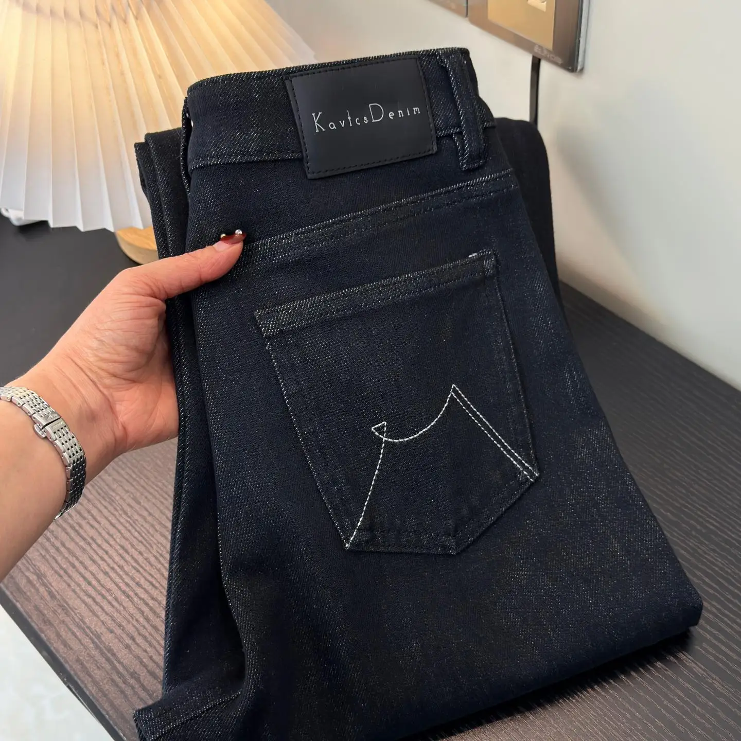 

Retro High Waist Four Way Stretch Anti Fading Comfortable Cotton Blend Wide Leg Narrow Version Denim Flared Pants Women's Jeans