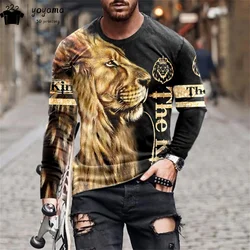 Vintage Animal 3D Print Long Sleeve T-shirts for Men O Neck Men's Casual Oversized T-shirt Fashion Male Clothes Men T-shirt Tops