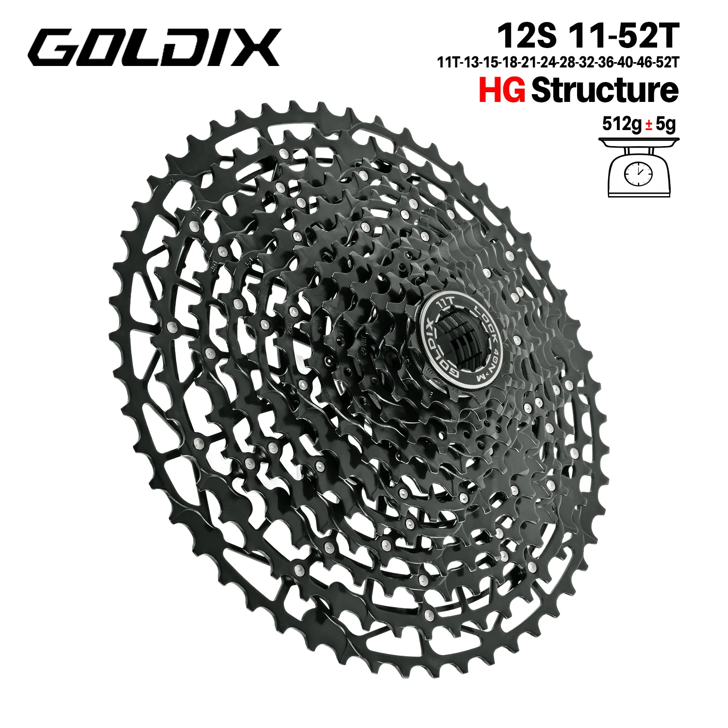 GOLDIX Ultralight Fiets Cassette Vrijloop Koolstofstaal Materiaal 9/10/11/12/13 Speed HG Structuur Tandwiel voor Mountainbike