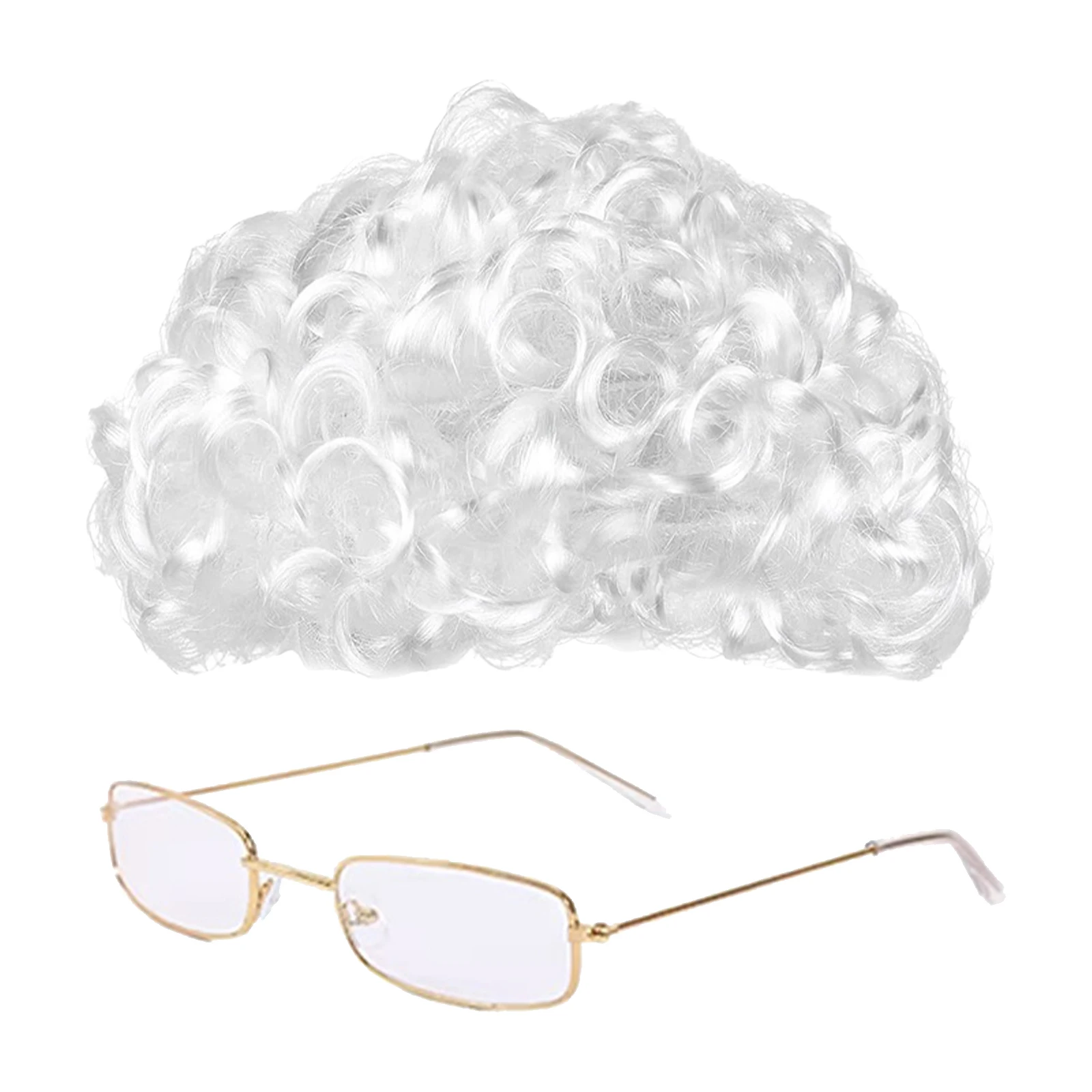 مجموعات أزياء النساء العجوز لعيد الميلاد السيدة كلوز لنظارات الشعر المستعار ومئزر شبكي للشعر وما إلى ذلك لأزياء كلوز التنكرية #4