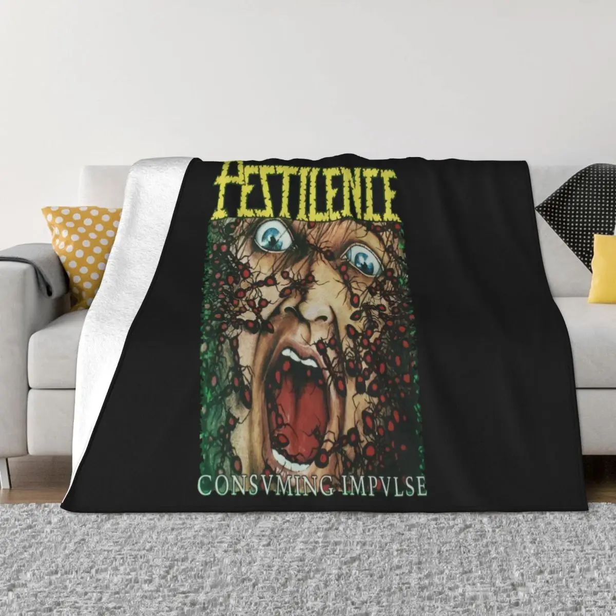 Pestilence Consuming Impulse Death Metal Thrash New Green Creative Casual Child Classic Different Throw Blanket