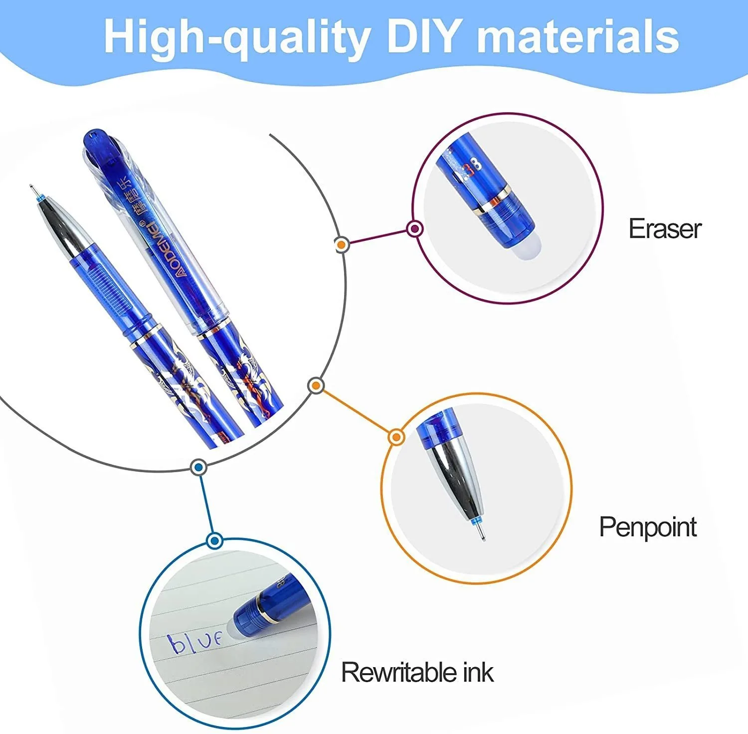 26 teile/satz lösch bare Stift Gel schreiber 0,5mm blau/schwarze Tinte füllt Stange wasch baren Griff Schule Schreib büro kawaii Schul material