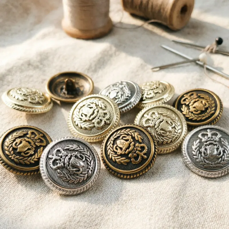 Vintage Britische Metallknöpfe mit Weizenkronen-Design, Uniformknöpfe zum Annähen für Blazer, Mäntel, Schuluniformen, DIY-Bekleidungszubehör – Detail 6