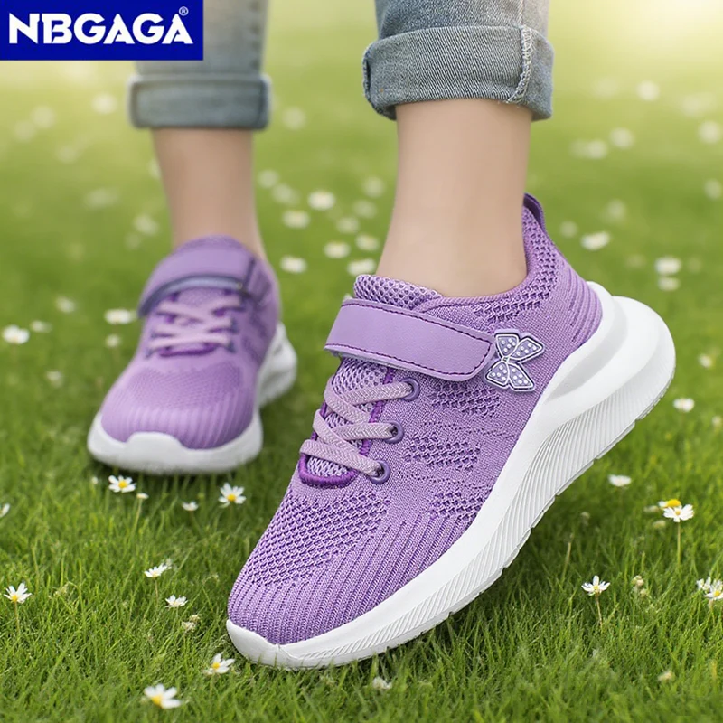 Cute Girls Casual Shoes Lightweight Mesh Running Sneakers Student Kids Flat Comfortable Walking Footwear Non Slip