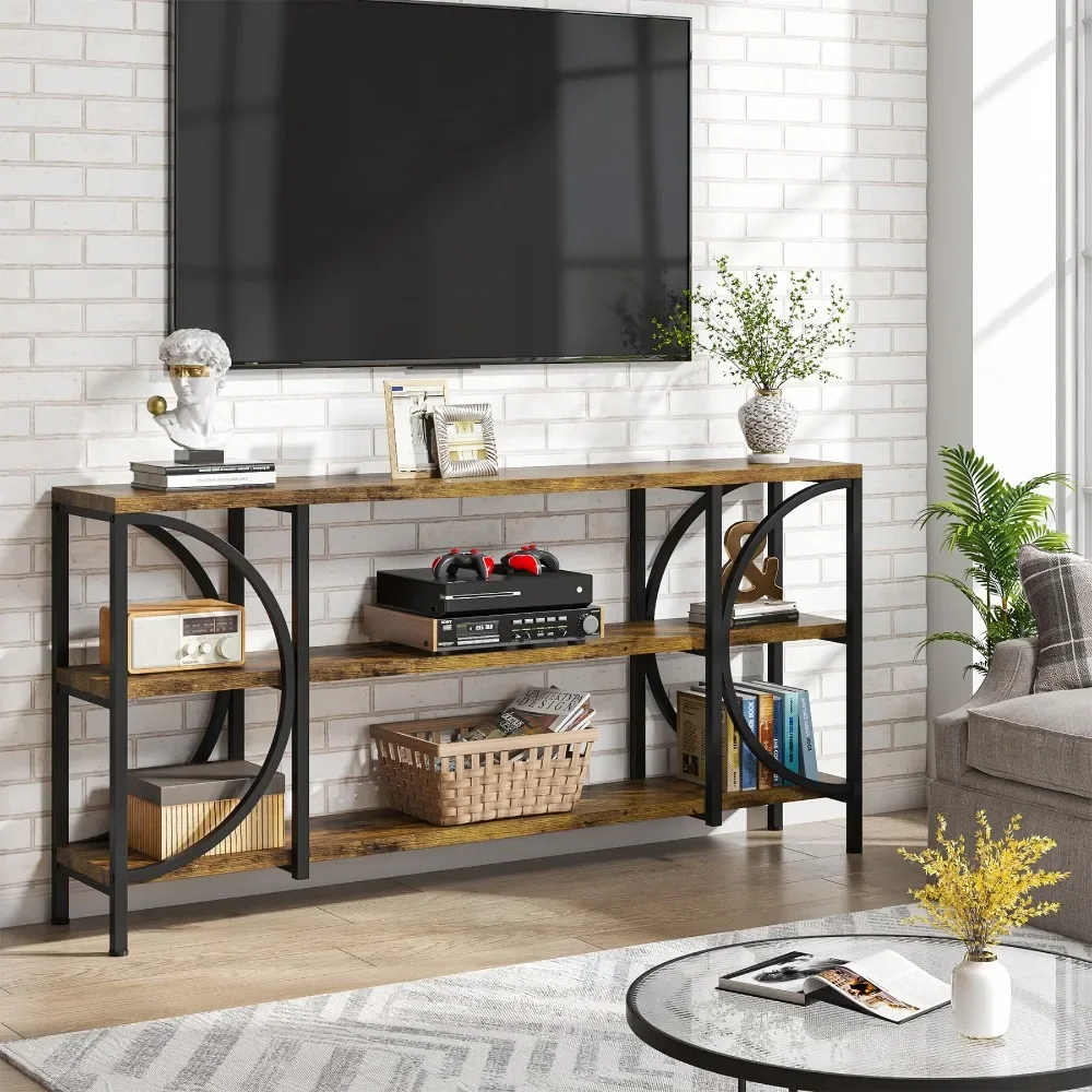 New 70.9 Inch Extra Long Sofa Table, 3 Tier Narrow Console Table with Storage Shelves