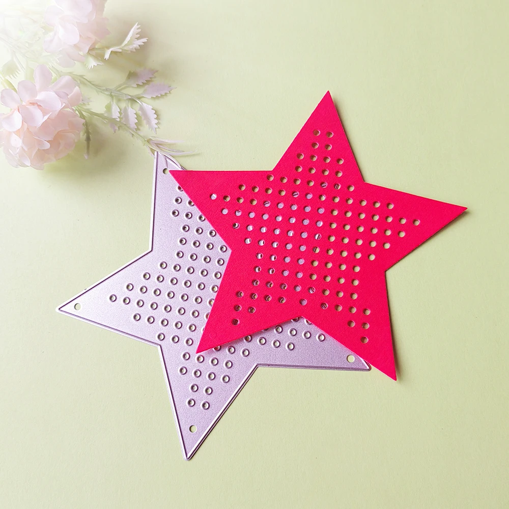 

New 12cm star shaped pinhole cutting dies scrapbook decoration embossed photo album decoration card making DIY crafts