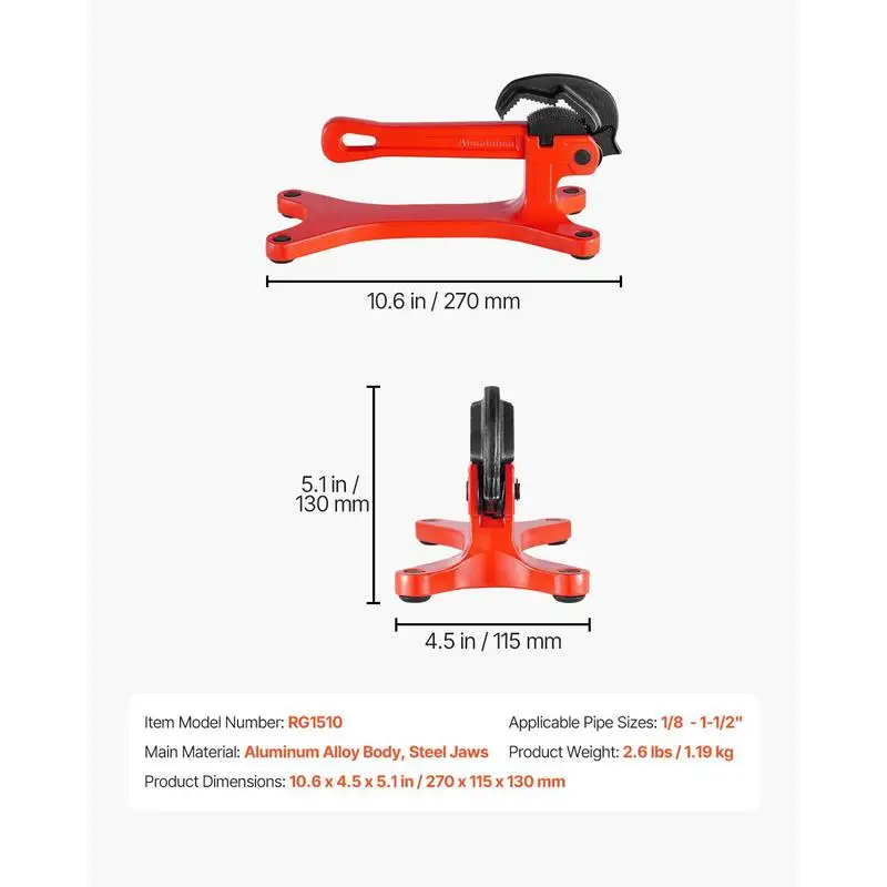Aluminum Tube Clamp Tool 1/8" to 1-1/2" For Plumbing Installation Repair Maintenance, Onsite Pipe Processing Manual Vise Hand Tool Tightening Grip Capacity view 8