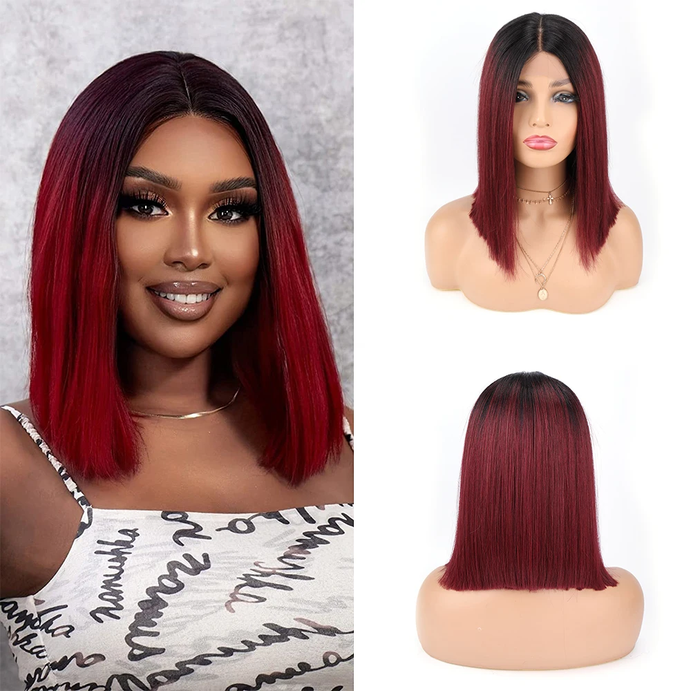 

Short Bob Human Hair Wigs Lace Front Bob Wigs Natural Human Hair T Part Lace Front Wig Brazilian Remy Burgundy Pixie Cut Hair