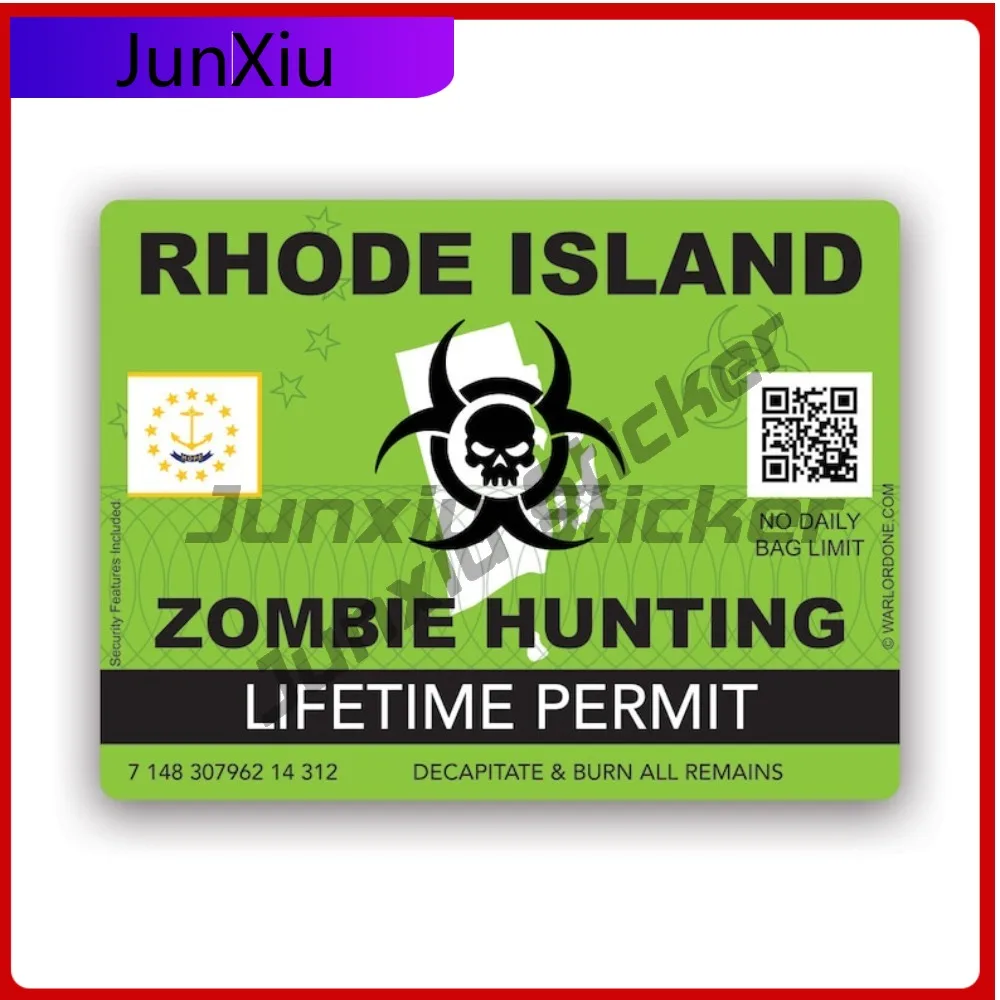 

Zombie Rhode Island State Hunting Permit Sticker Decal State Flag Patriotic Car Sticker Vinyl Decal Waterproof Durable Color